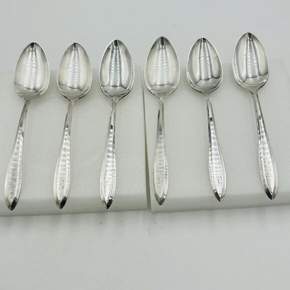 Oneida Community Silverplate PATRICIAN Monogram "L" Serving Spoons Set Of 6 - Picture 1 of 10